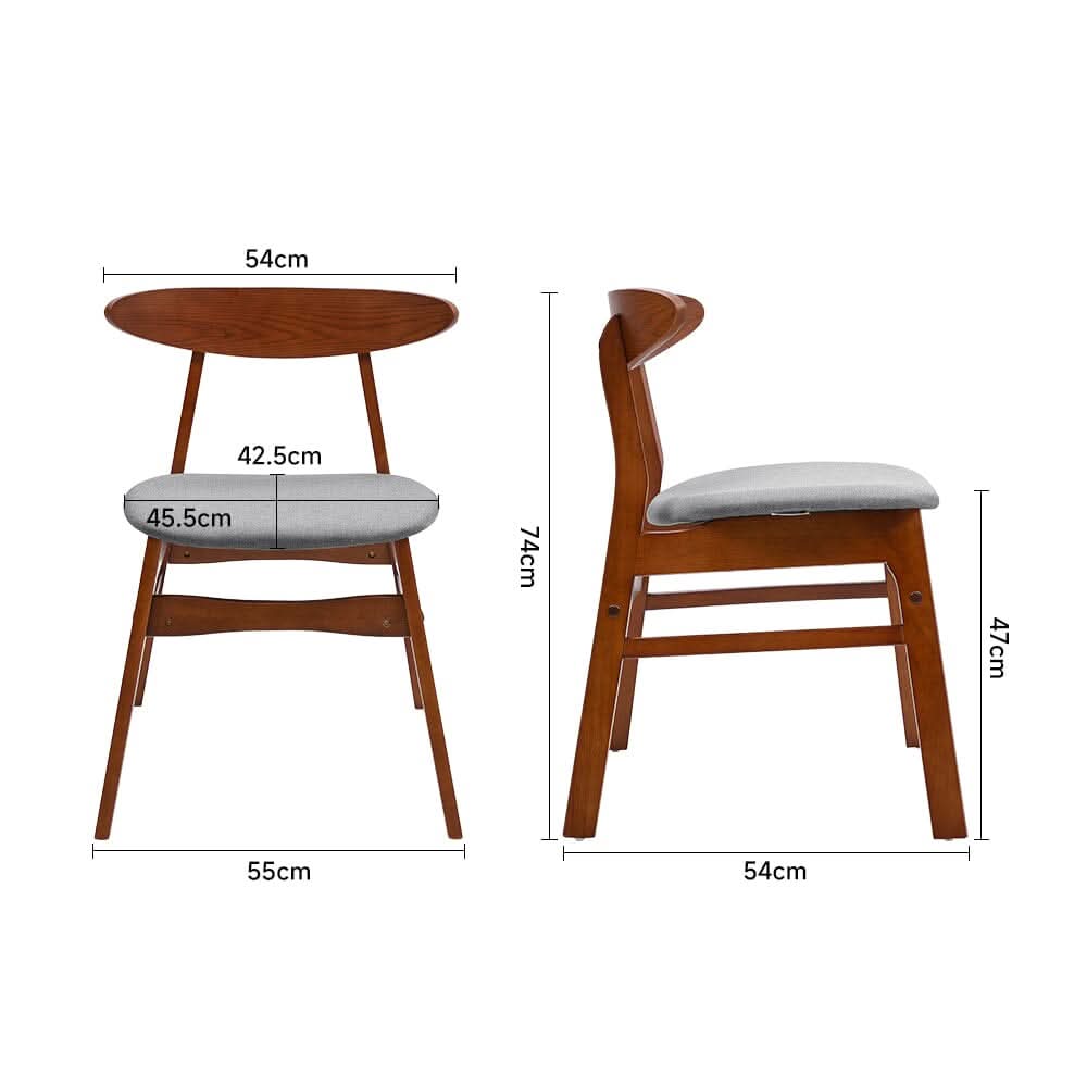 Linen Upholstered Wooden Dining Chair with Curved Backrest