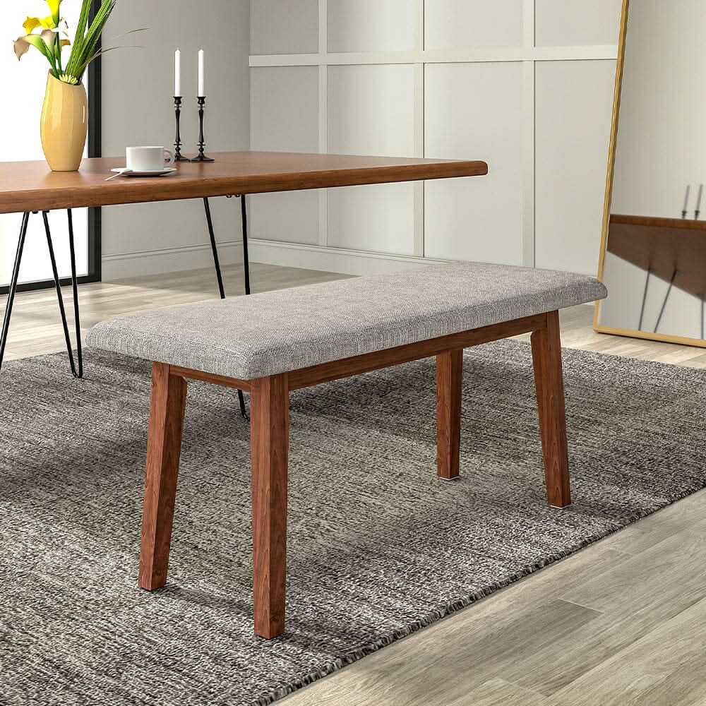 Upholstered Dining Bench with Linen Fabric Seat