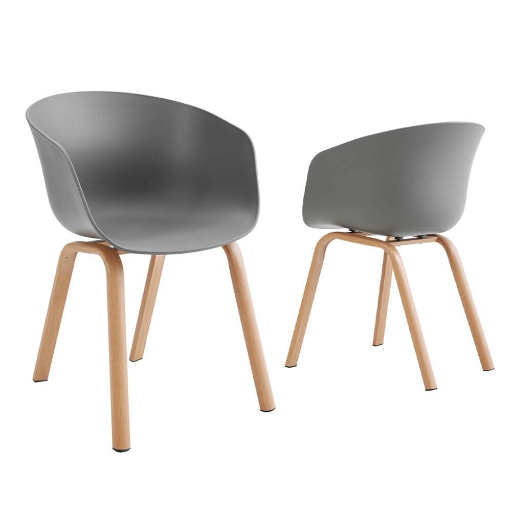 Modern Gray Plastic Chair with Heat Transfer-Printed Legs, Set of Four