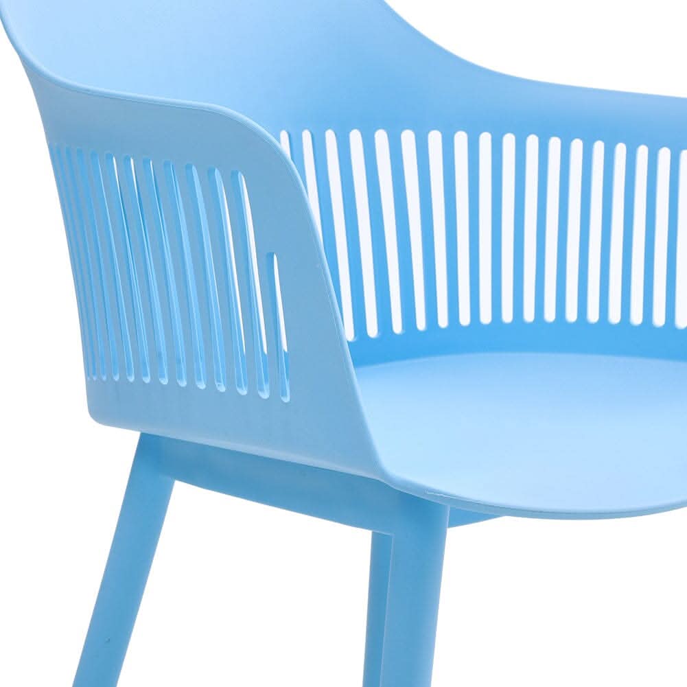 Vibrant Blue Plastic Chair, Set of Four, Durable and Lightweight
