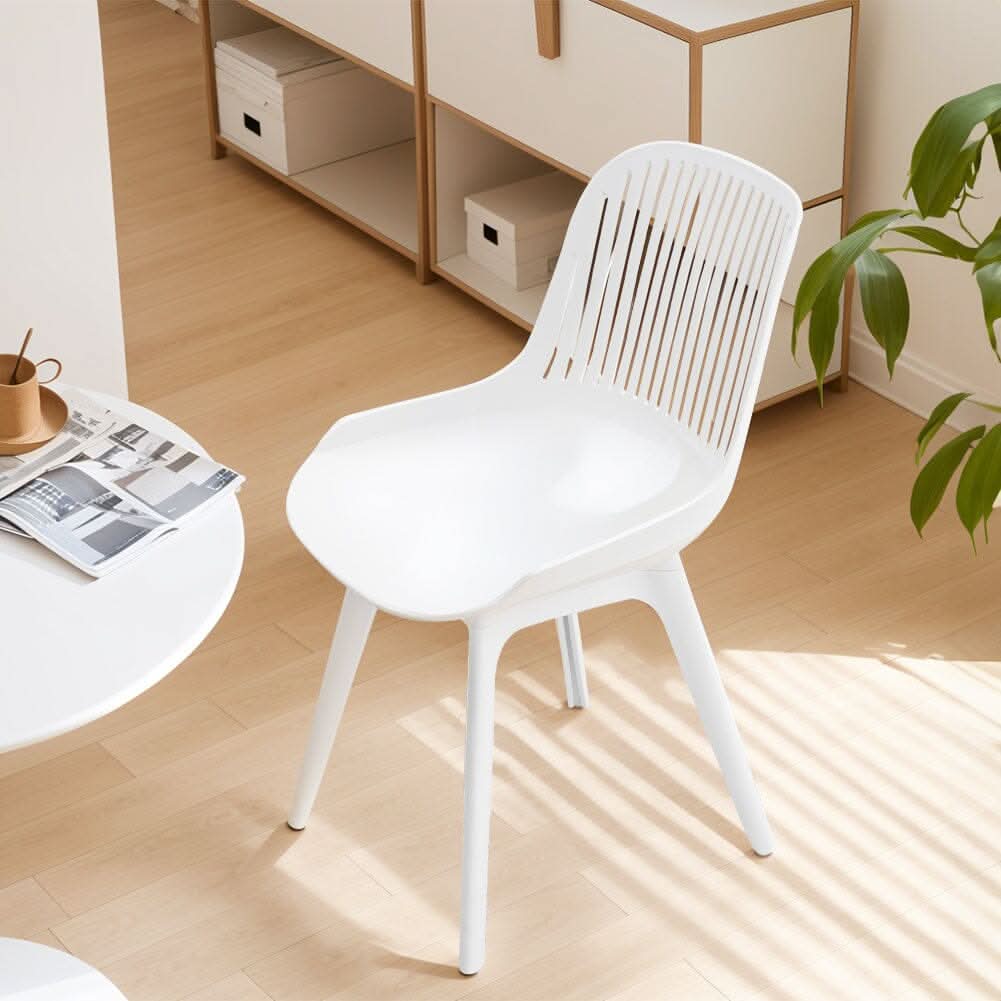 Classic White Plastic Chair, Set of Four, Durable and Lightweight