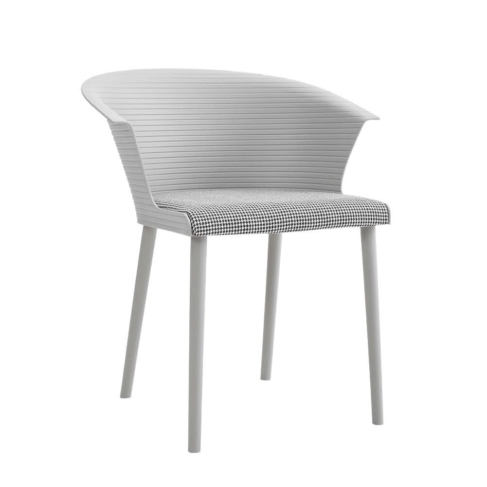 Modern Gray Plastic Chairs, Set of Four, Durable and Lightweight