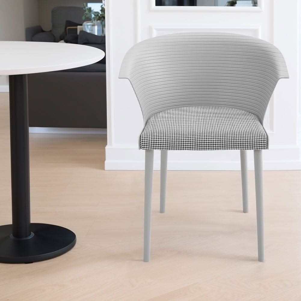 Modern Gray Plastic Chairs, Set of Four, Durable and Lightweight