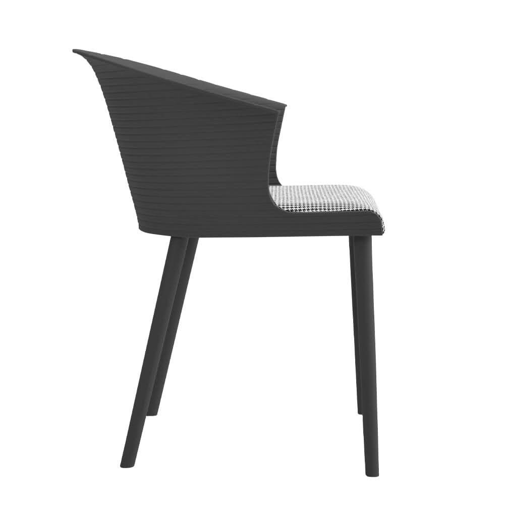 Modern Gray Plastic Chairs, Set of Four, Durable and Lightweight