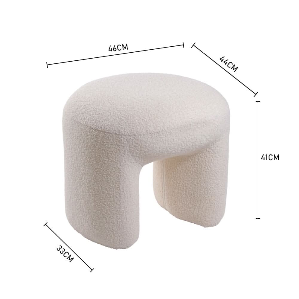 Modern Curved Teddy Fabric Stool Collection