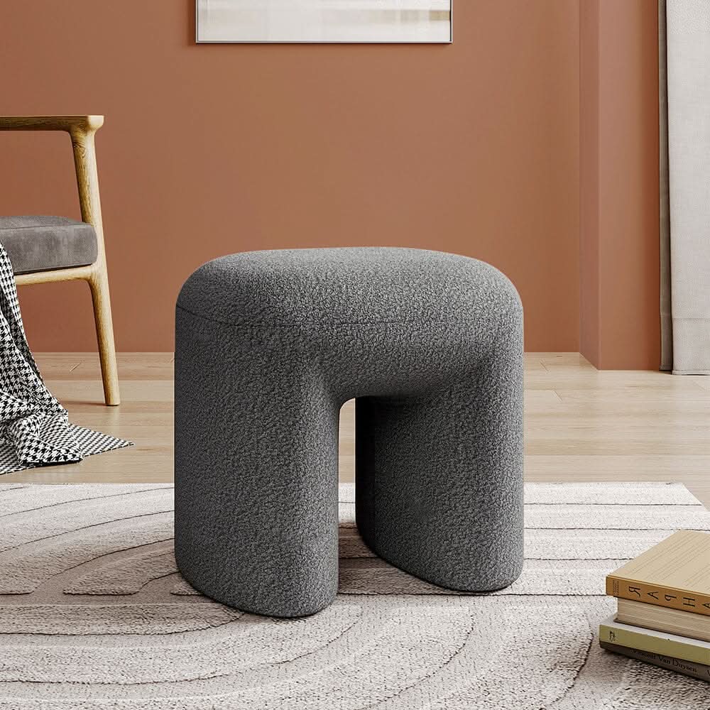 Modern Curved Teddy Fabric Stool Collection