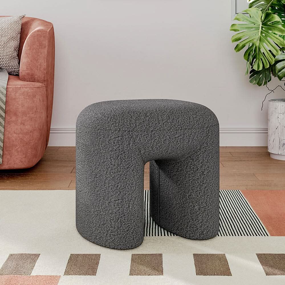 Modern Curved Teddy Fabric Stool Collection
