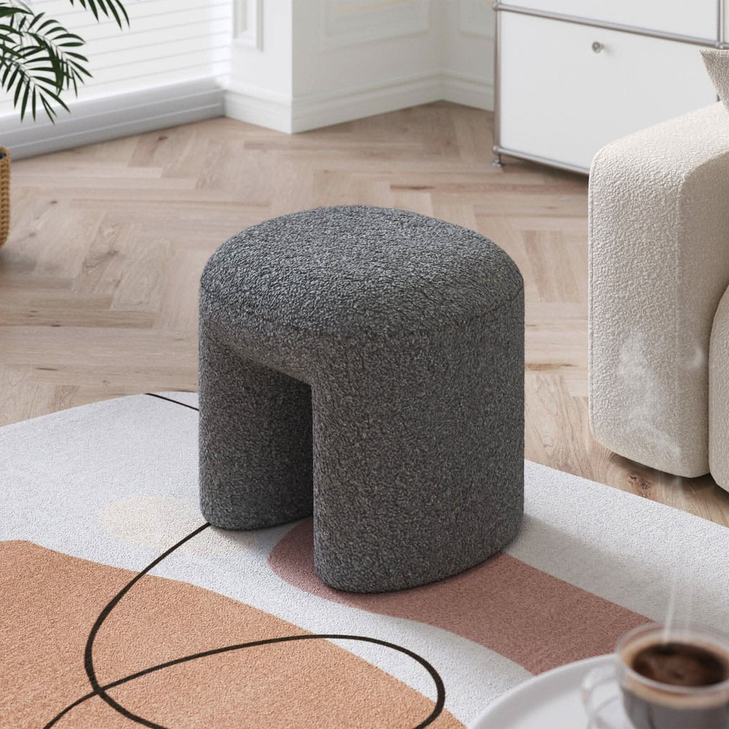 Modern Curved Teddy Fabric Stool Collection