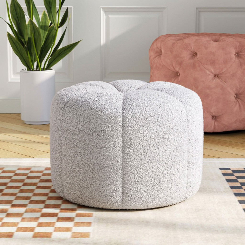 Pumpkin-Shaped Teddy Fabric Ottoman