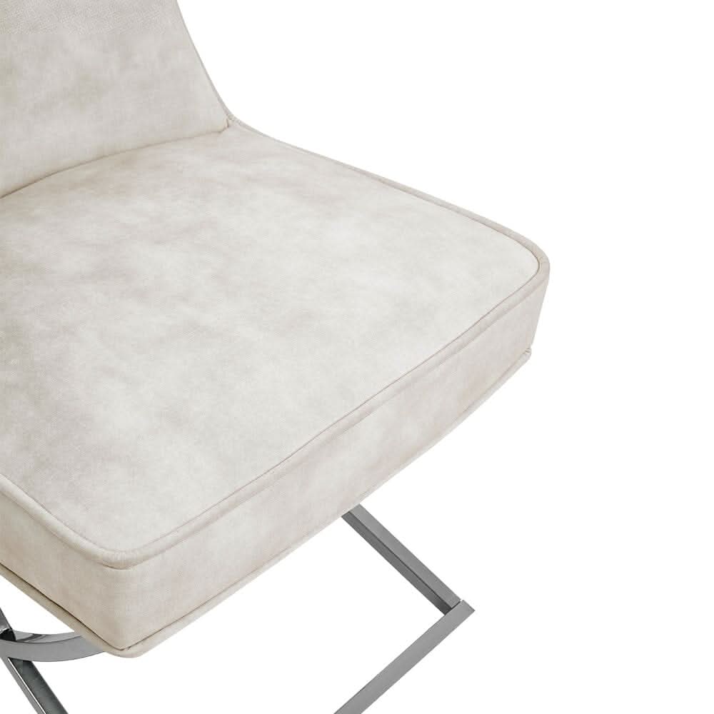Set of 2 Beige High Back Dining Chairs with velvet Upholstered