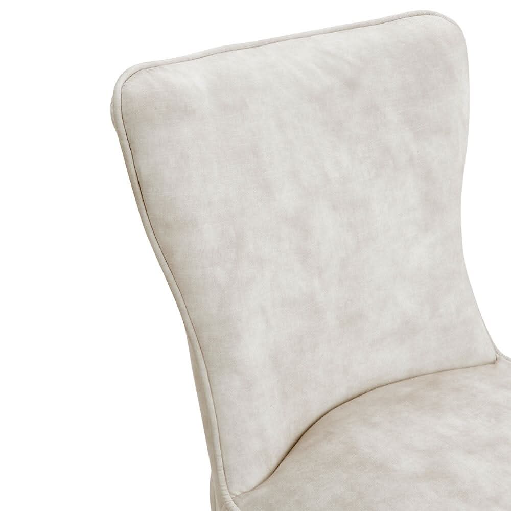 Set of 2 Beige High Back Dining Chairs with velvet Upholstered