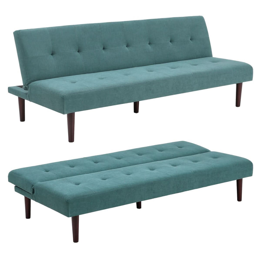 4ft Sofa Bed Contemporary Convertible Upholstered Green/ Grey