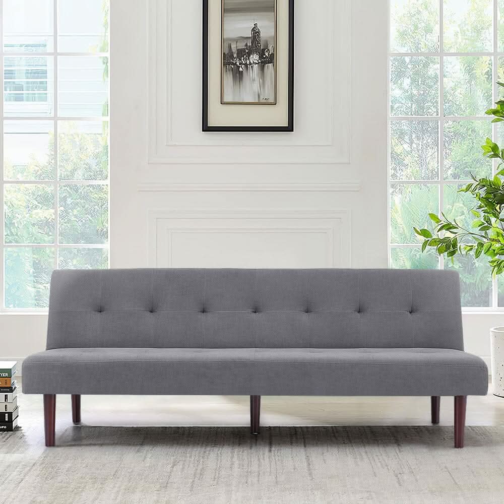 4ft Sofa Bed Contemporary Convertible Upholstered Green/ Grey