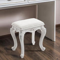 Printed Velvet Vanity Stool with White Resin Curved Legs