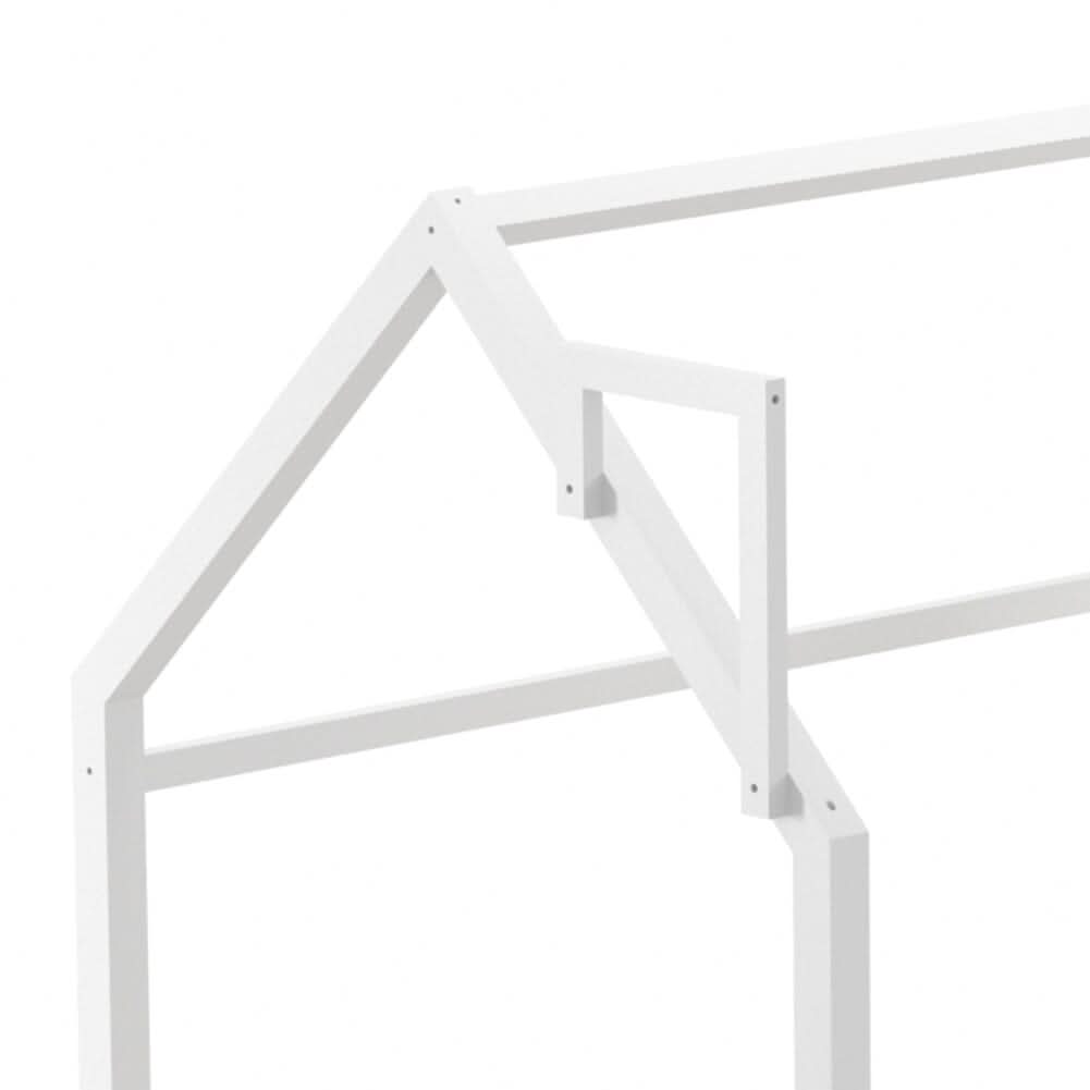 167cm W House Bed Frame Wood Toddler Bed with Safety Guard Fence