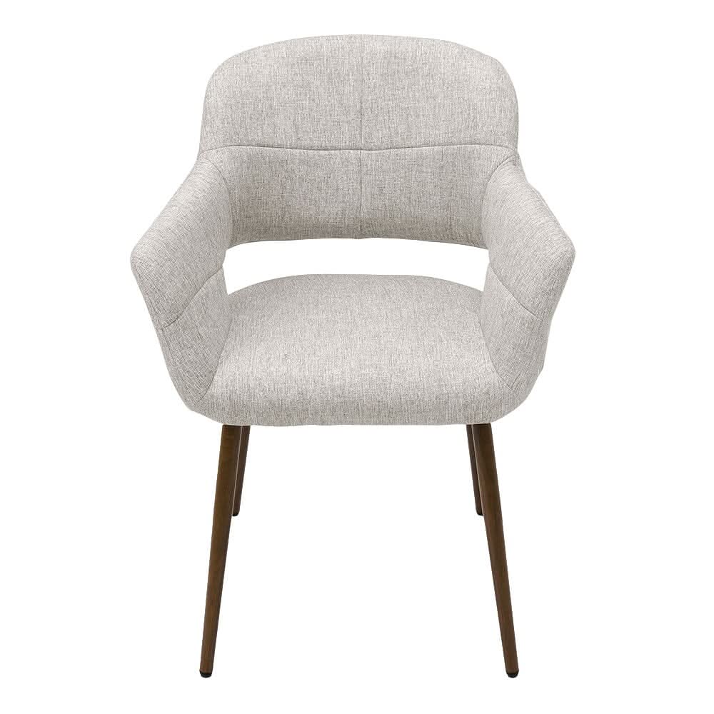 Set of 2 Grey Linen Dining Chair with Metal Legs