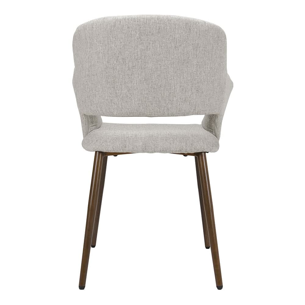 Set of 2 Grey Linen Dining Chair with Metal Legs