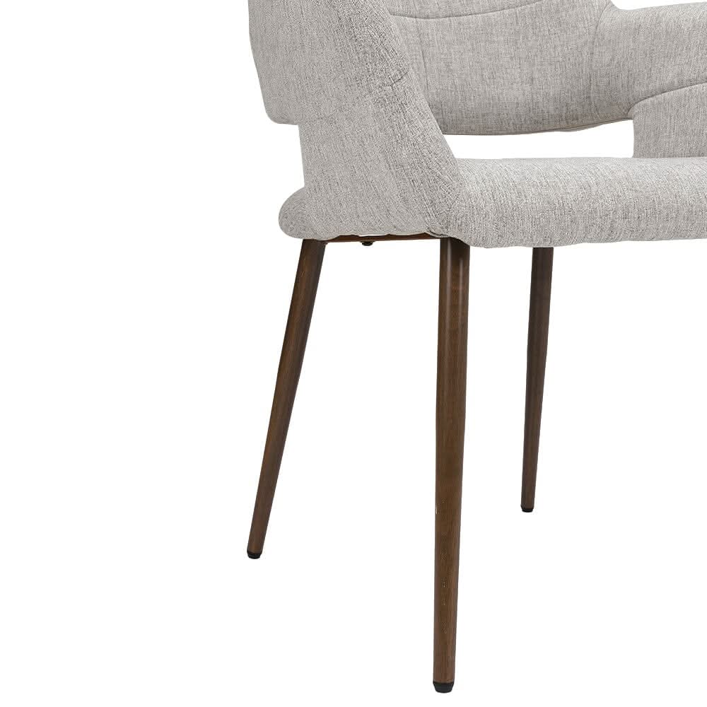Set of 2 Grey Linen Dining Chair with Metal Legs