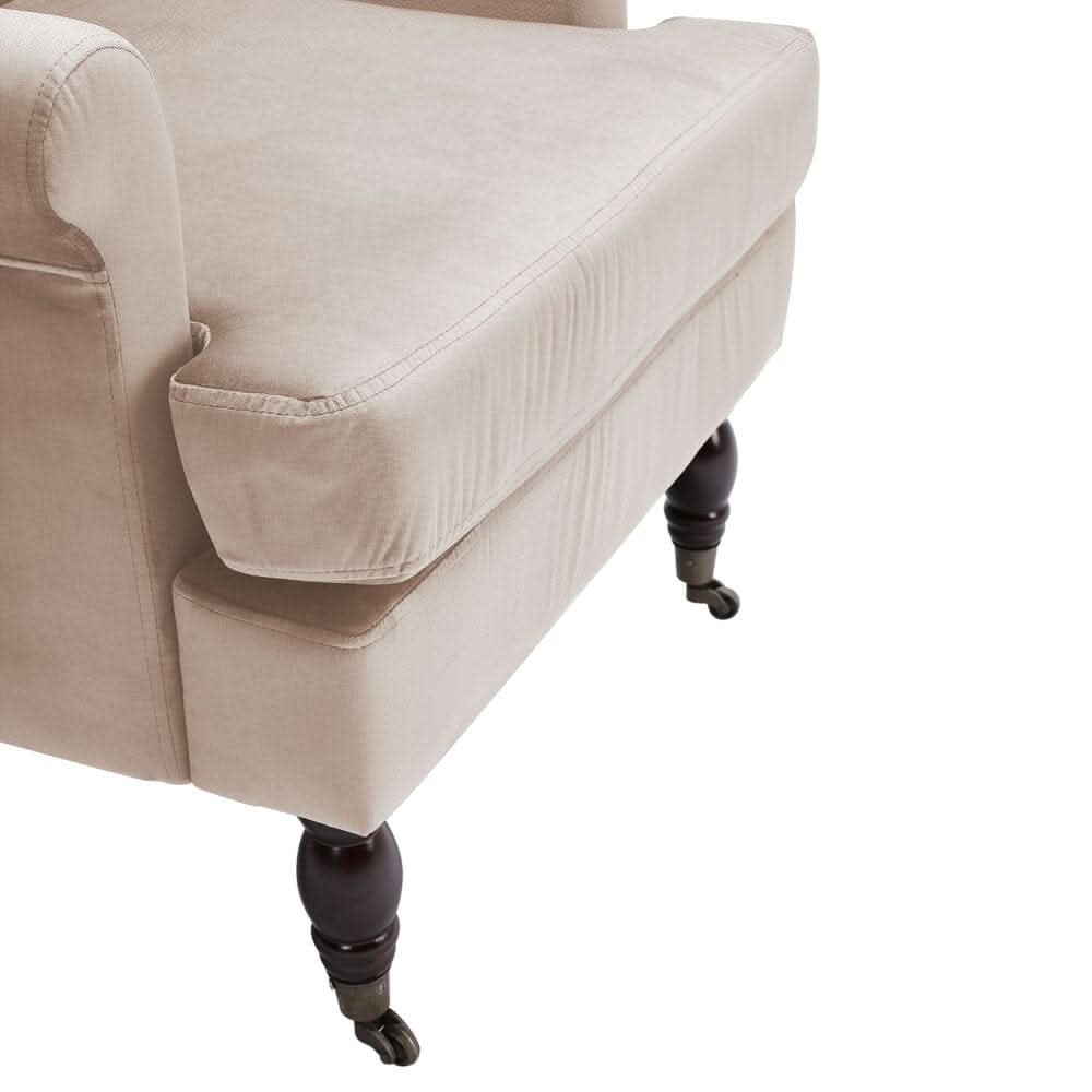 Contemporary Velvet upholstered Armchair with Casters