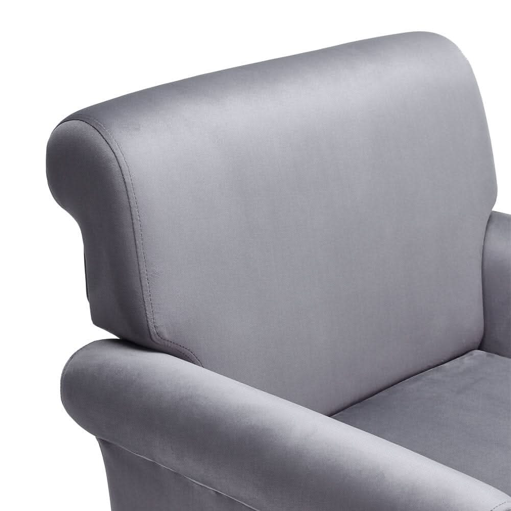 Contemporary Velvet upholstered Armchair with Casters