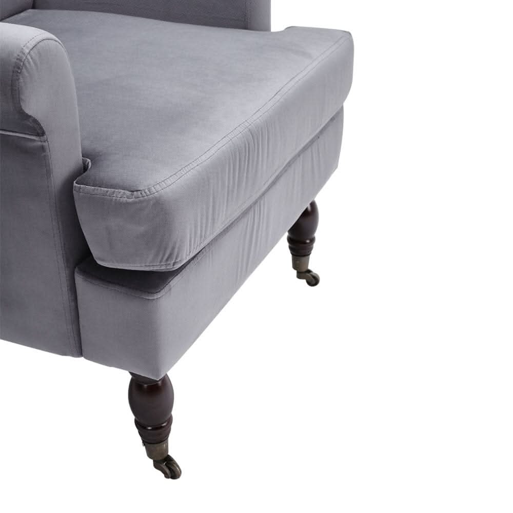 Contemporary Velvet upholstered Armchair with Casters
