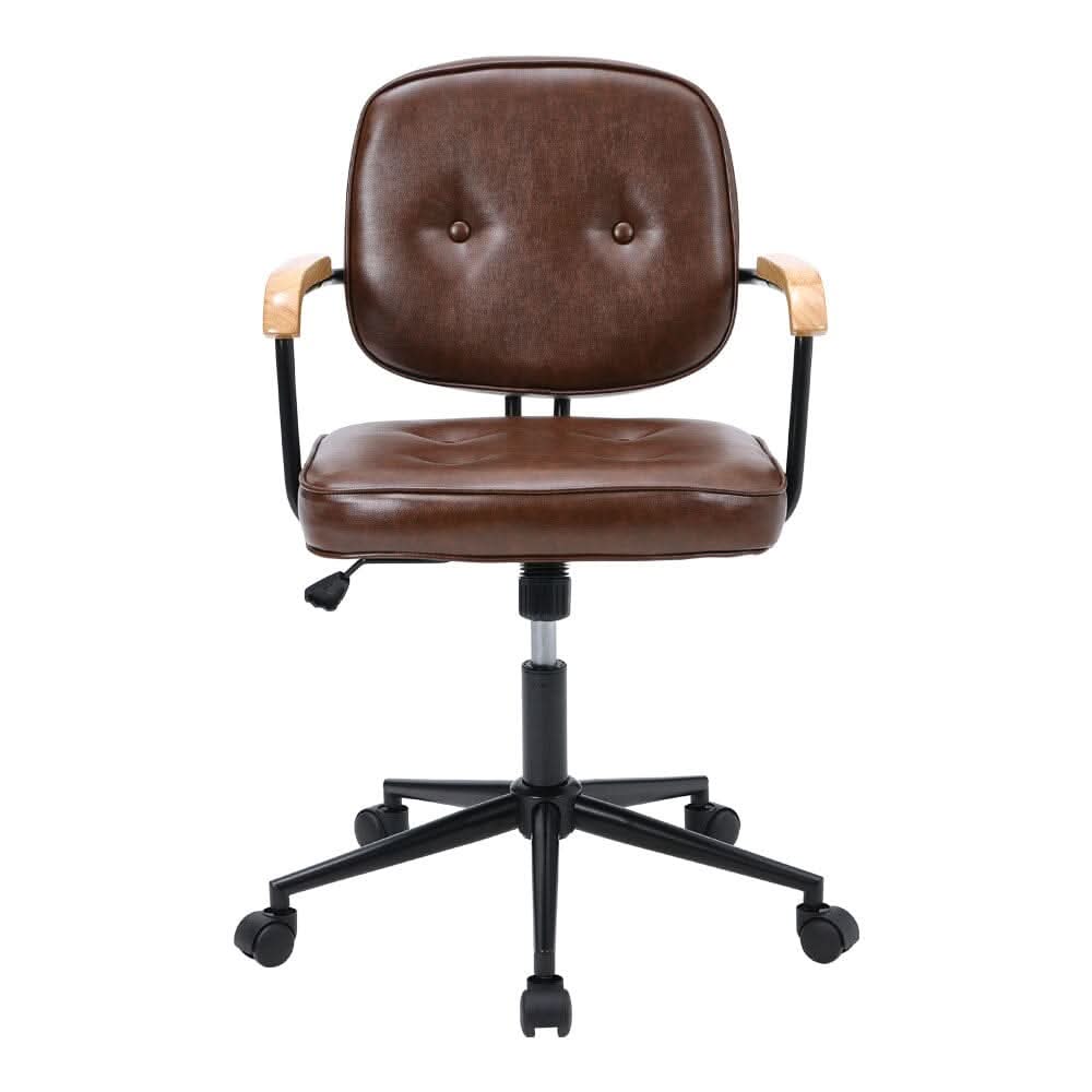 Traditional Brown Office Chair with Button Tufting