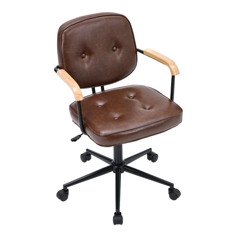 Traditional Brown Office Chair with Button Tufting
