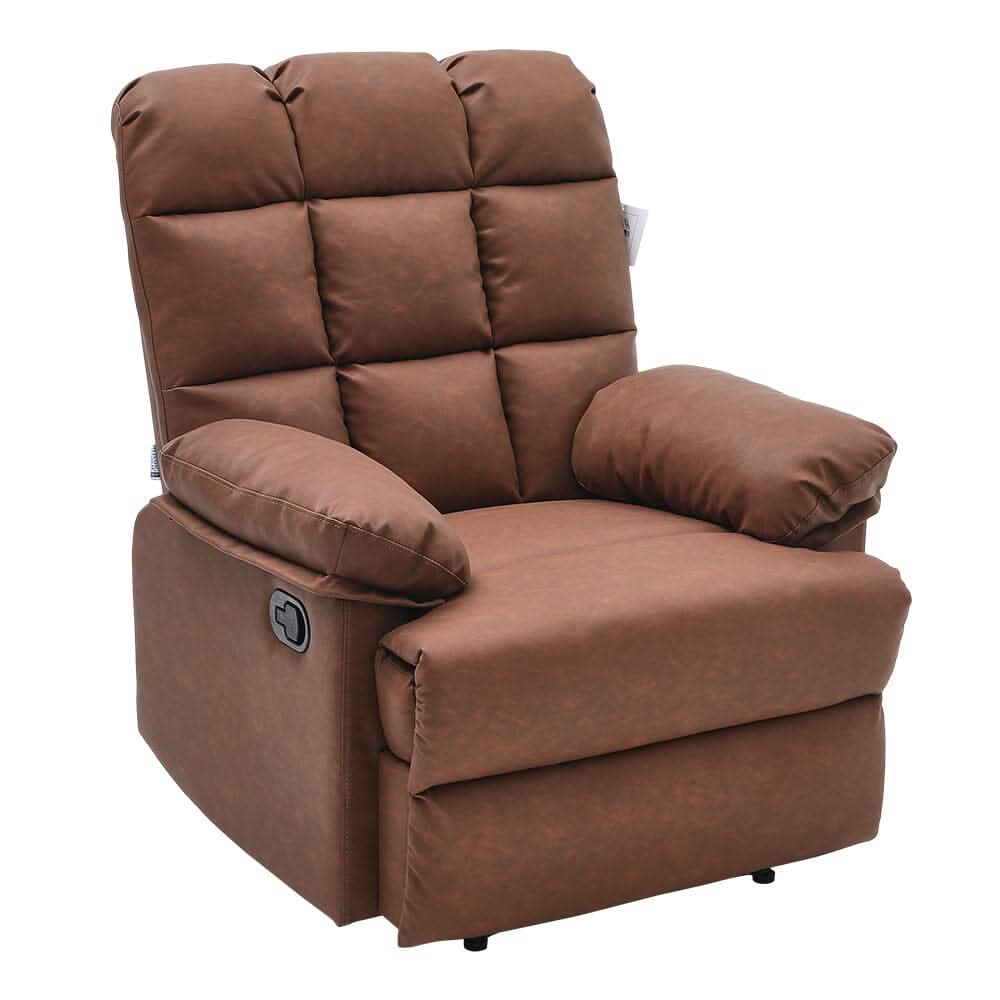 Power Recliner Sofa Brown PU Leather Wooden Frame