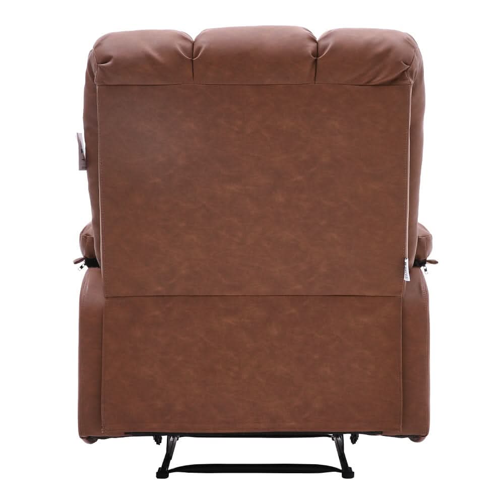 Power Recliner Sofa Brown PU Leather Wooden Frame