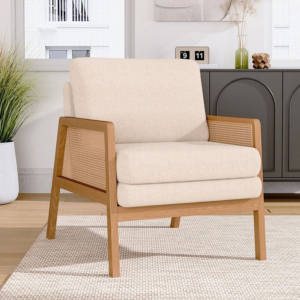 Scandi-Boho Rattan & Wood Accent Chair Collection – Multi-Colour Options