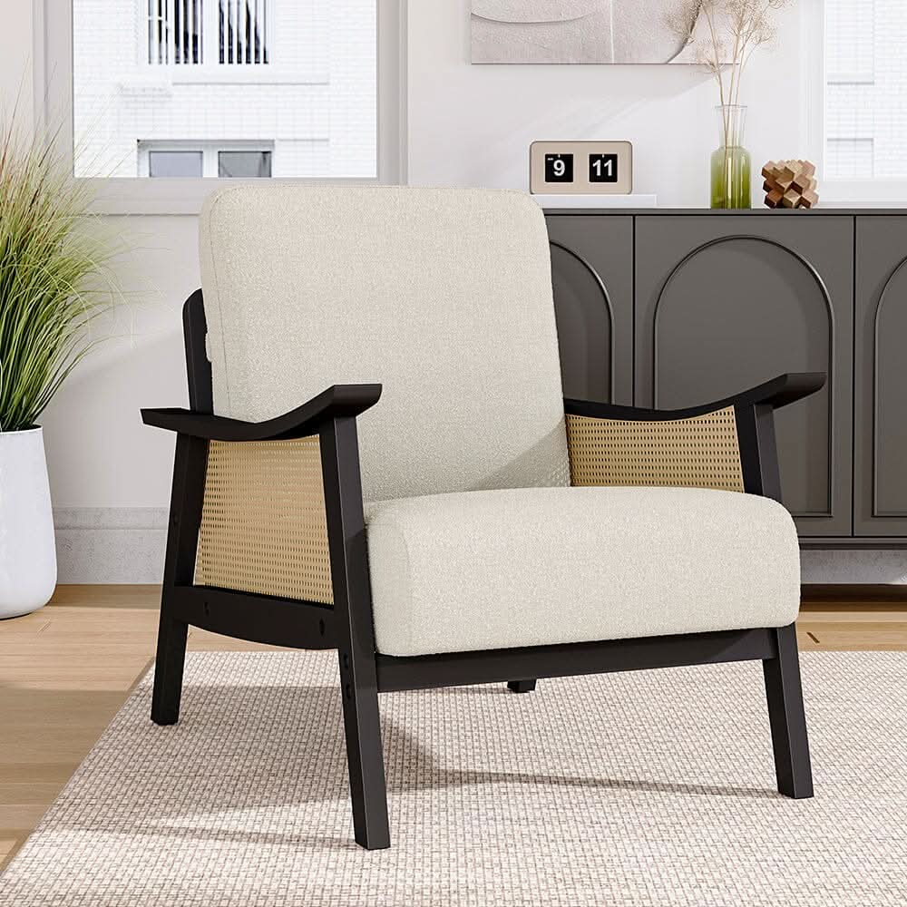 Scandi-Boho Rattan & Wood Accent Chair Collection – Multi-Colour Options