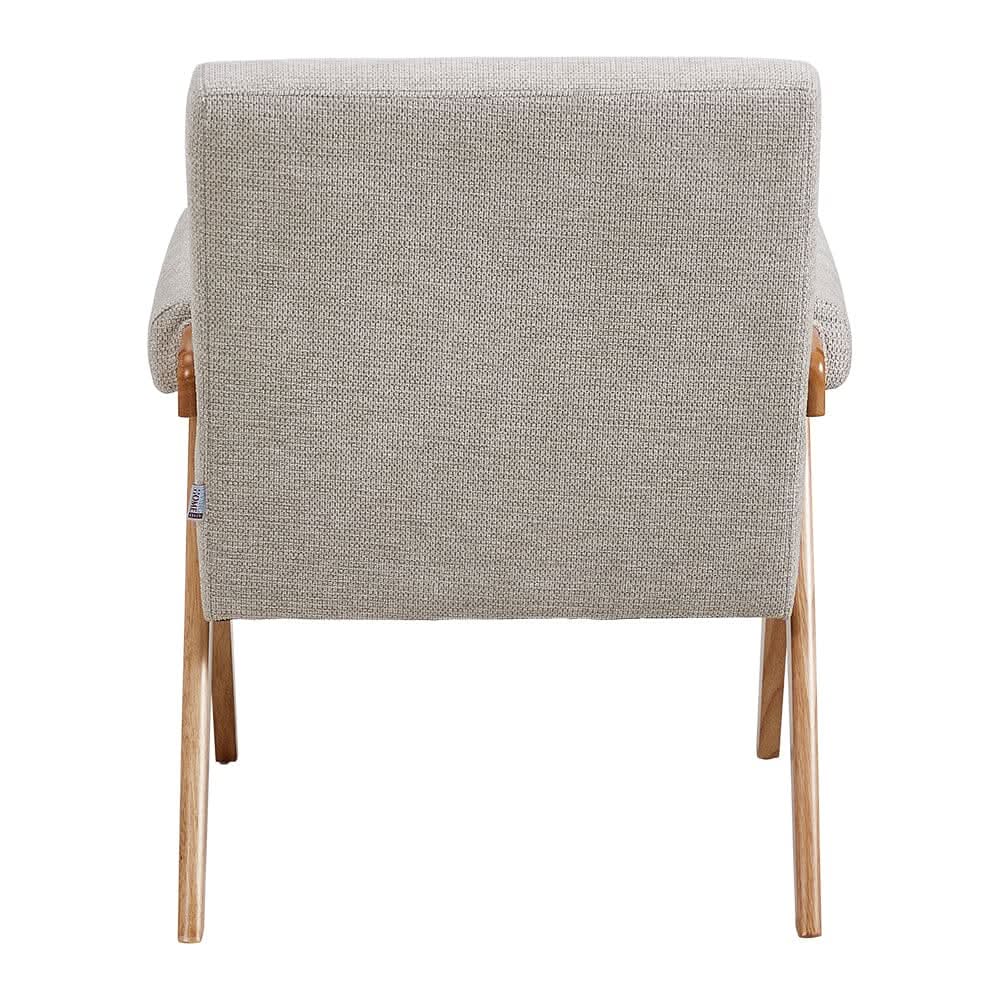 Linen Upholsteried Wooden Armchair
