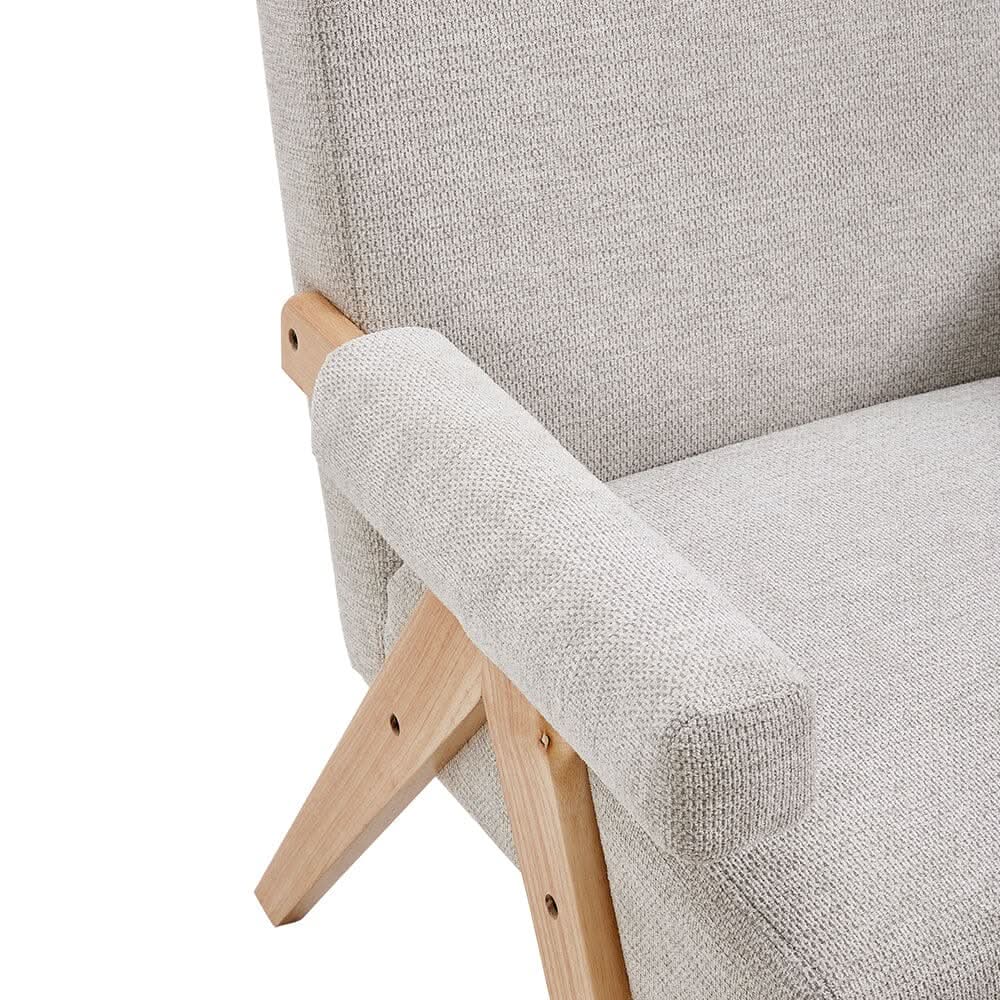 Linen Upholsteried Wooden Armchair