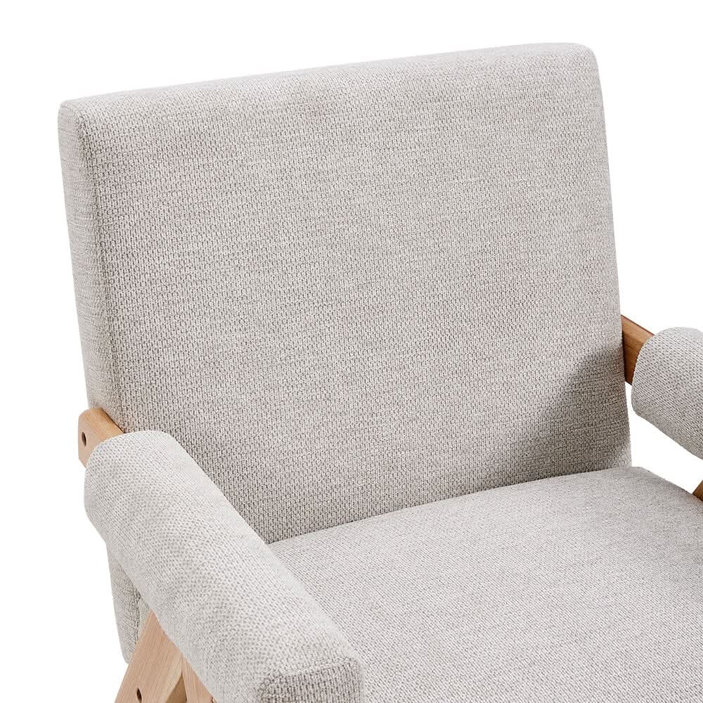 Linen Upholsteried Wooden Armchair