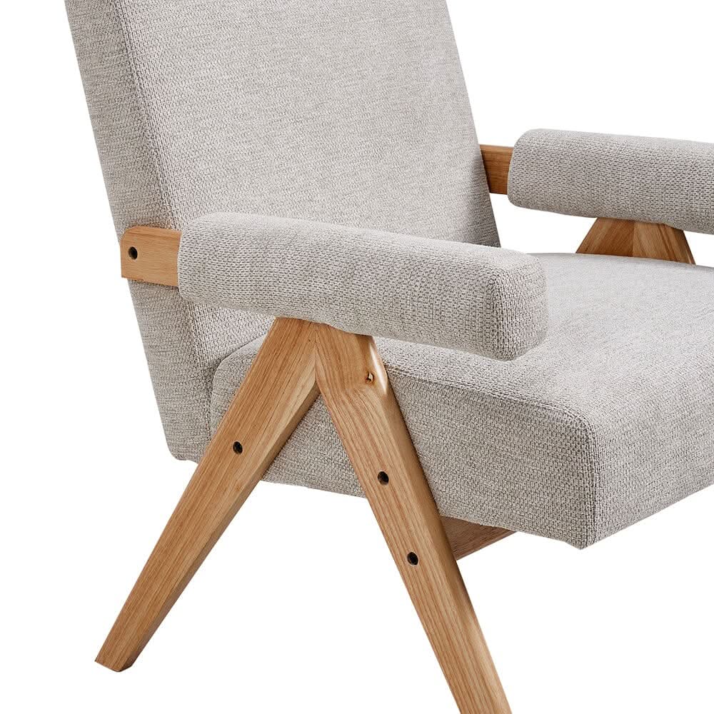 Linen Upholsteried Wooden Armchair