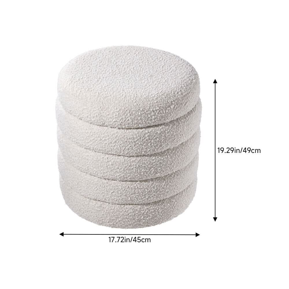 Off-White Wool Storage 5-tier Footstool