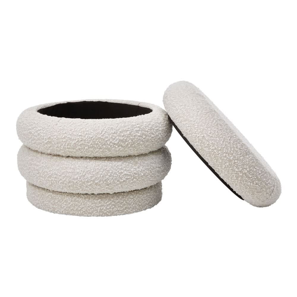 Off-White Teddy Fleece Cake-Shaped Storage Ottoman