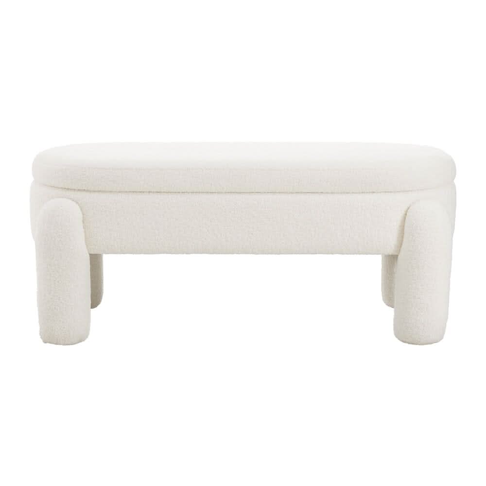 White Teddy Fleece Storage Bench with Flip Lid Support