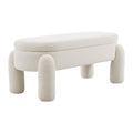 White Teddy Fleece Storage Bench with Flip Lid Support
