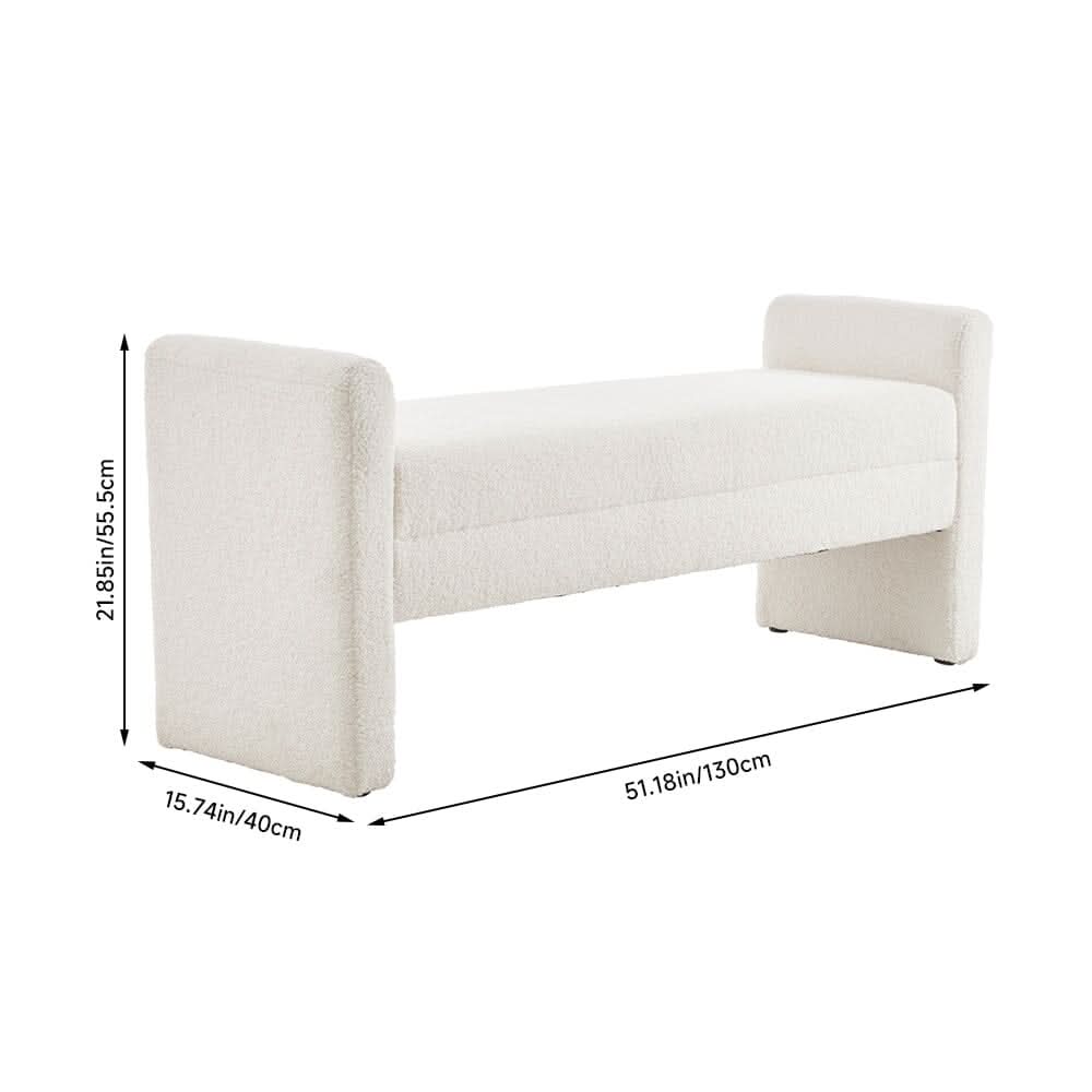 Modern Teddy Fabric Bench with Armrests