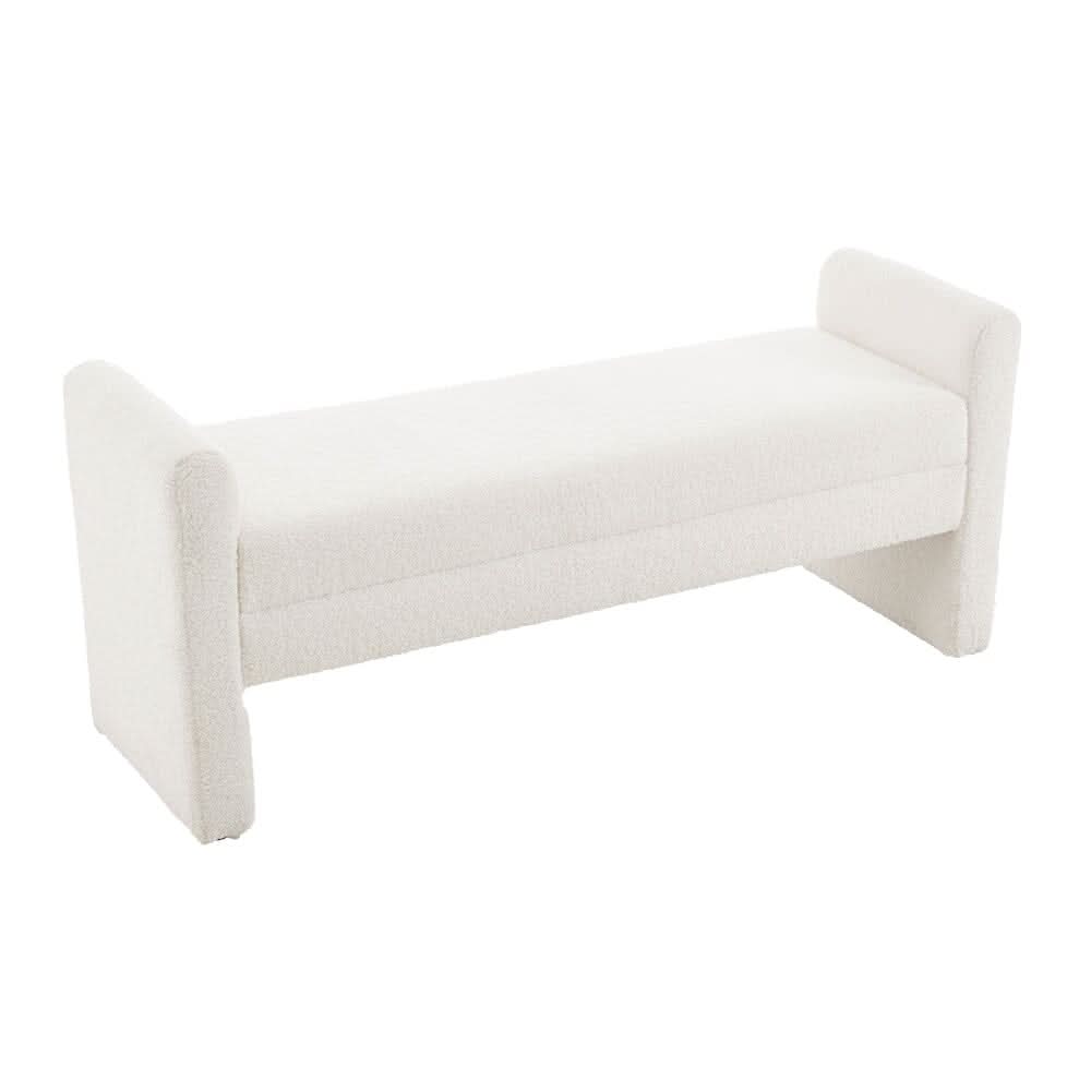Modern Teddy Fabric Bench with Armrests