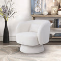 Luxe Bouclé Swivel Barrel Accent Chair – Cream White