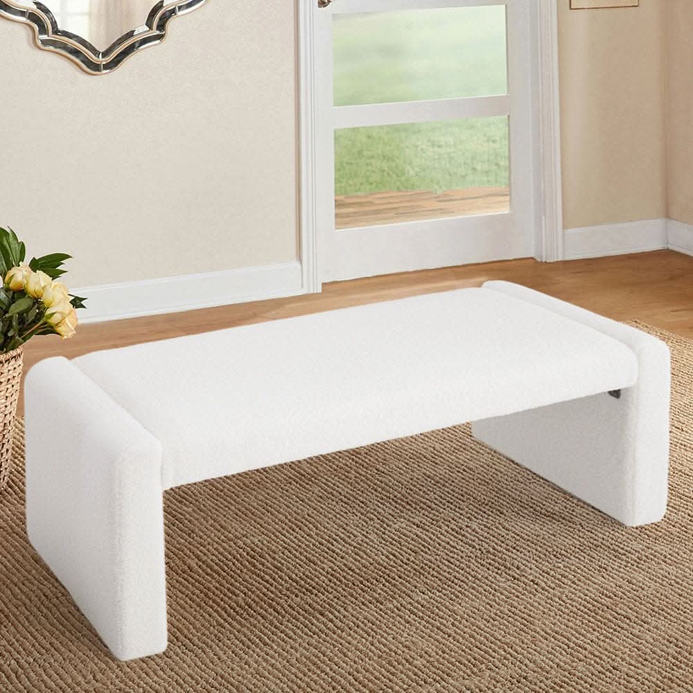 Modern Teddy Fleece Upholstered Bench