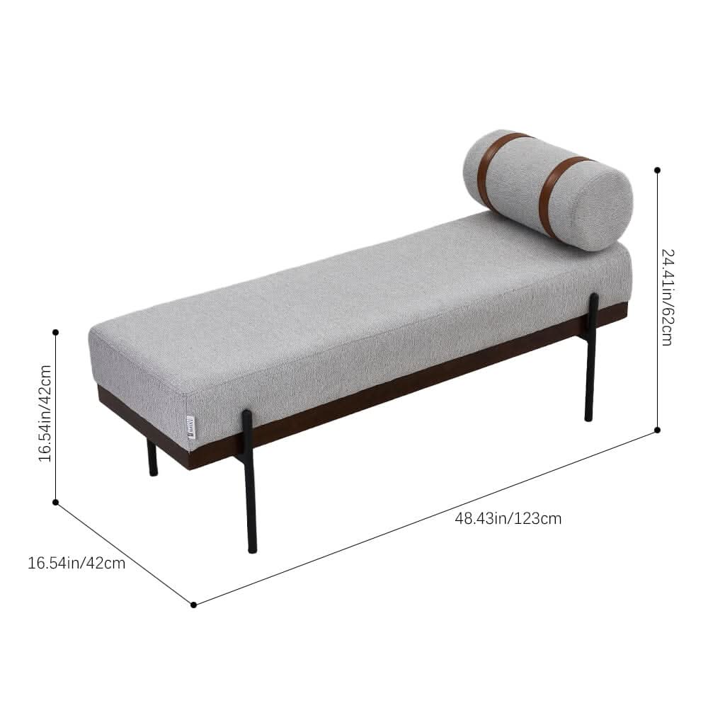 Modern Fabric Bench with Bolster Pillow