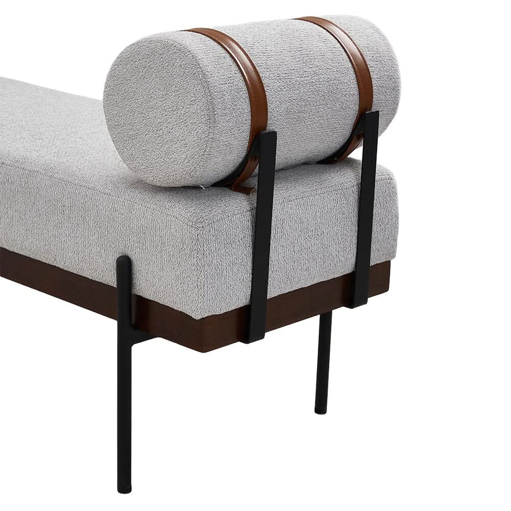 Modern Fabric Bench with Bolster Pillow