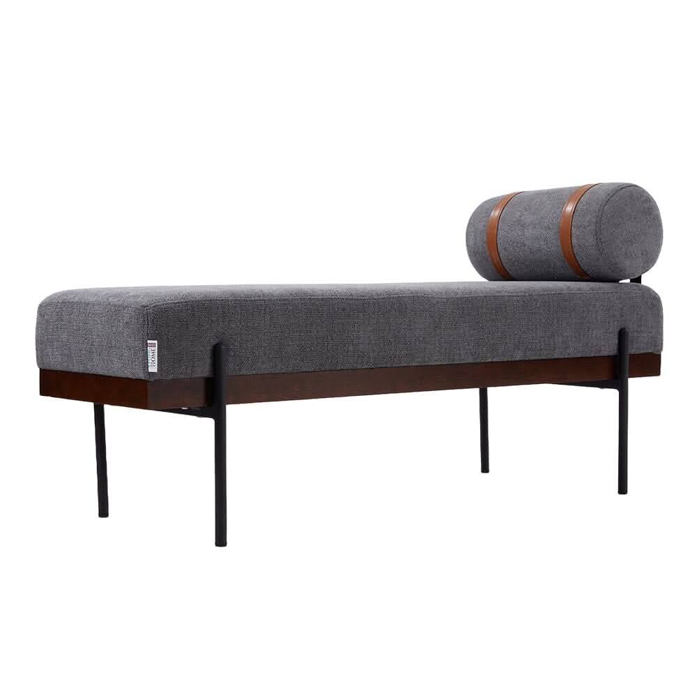Modern Fabric Bench with Bolster Pillow