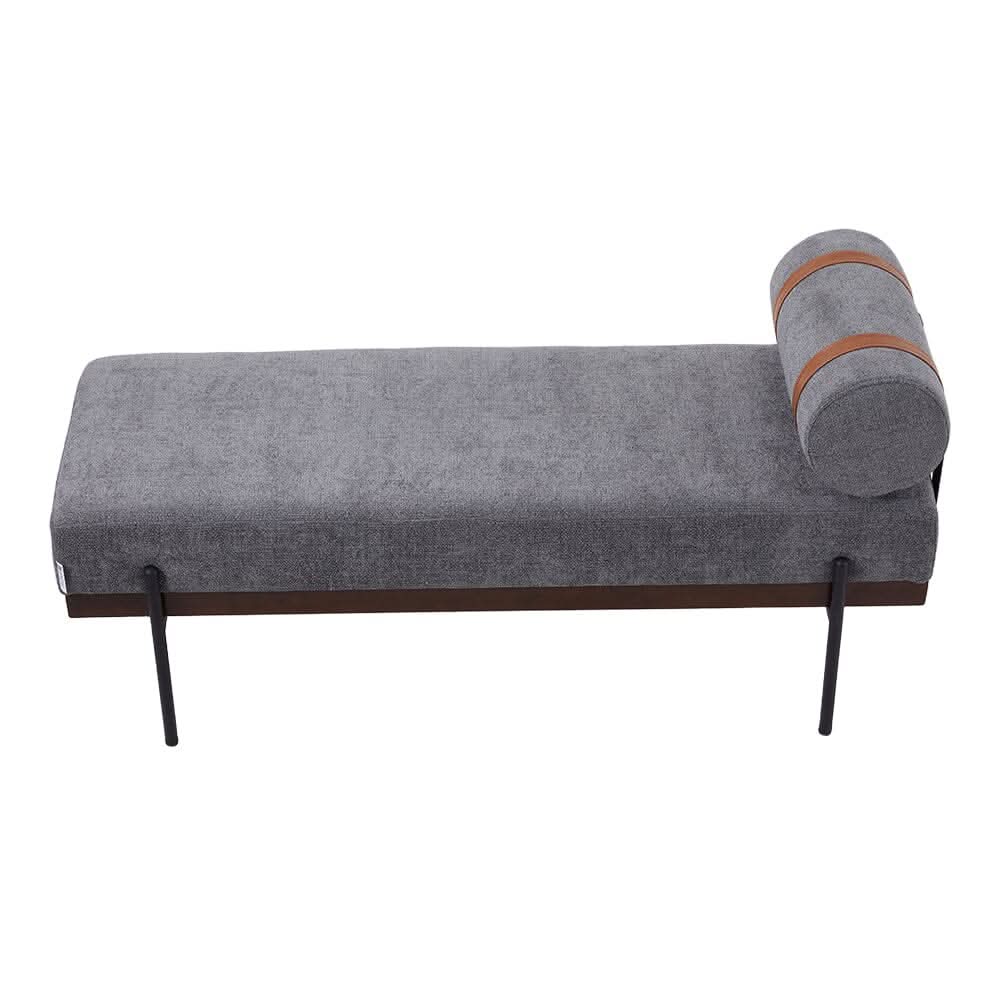 Modern Fabric Bench with Bolster Pillow