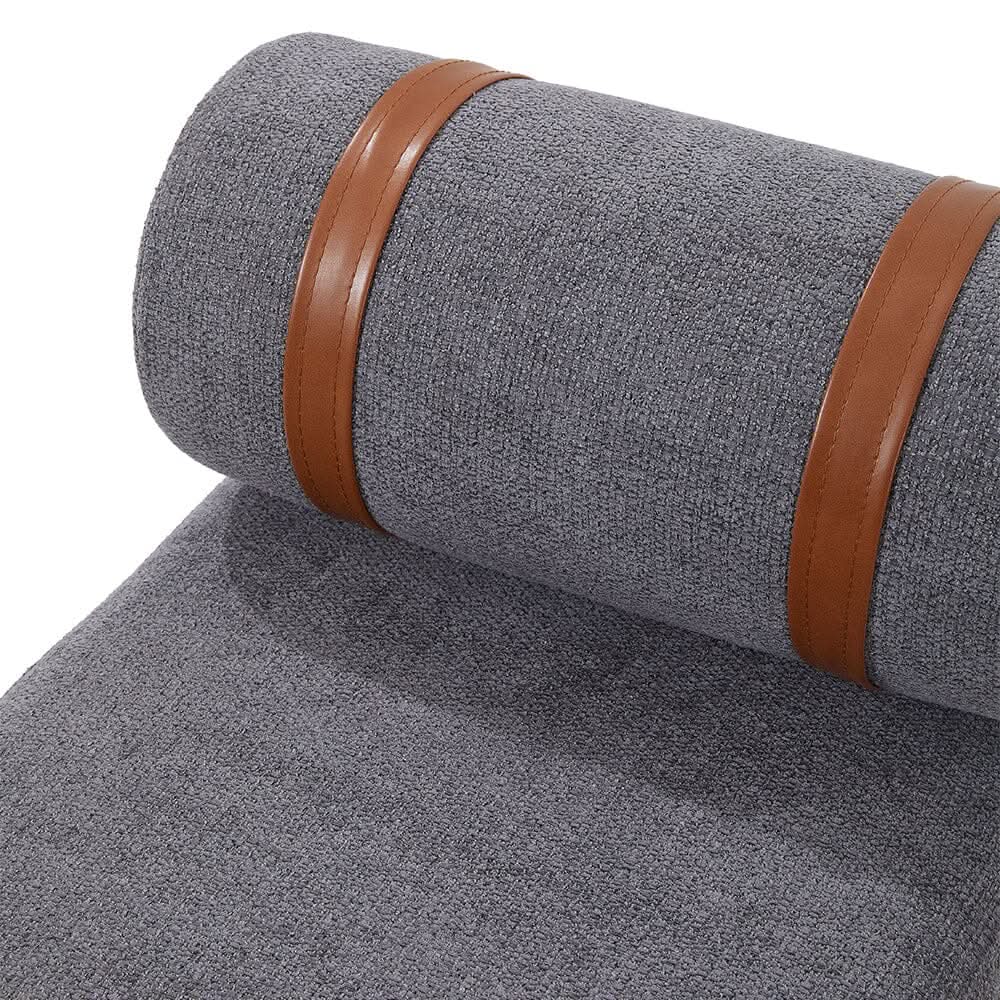 Modern Fabric Bench with Bolster Pillow