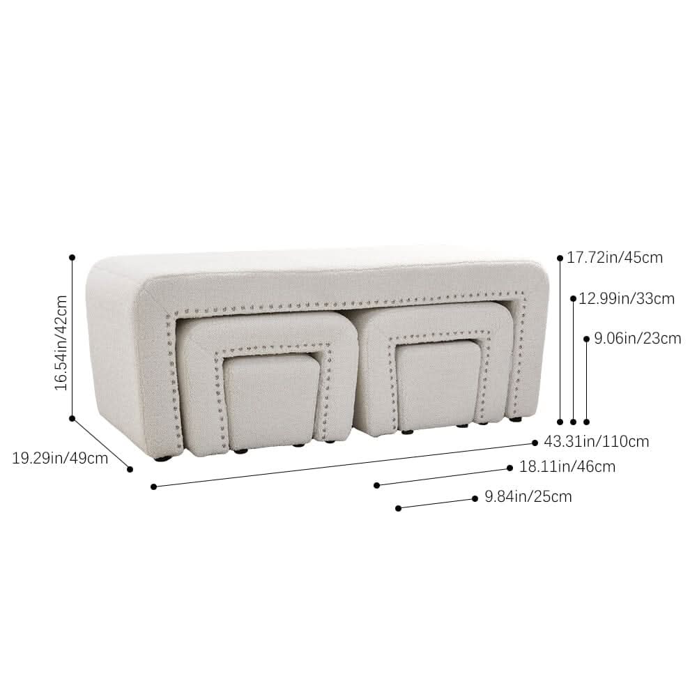 Modular Teddy Fabric Combination Stool Set