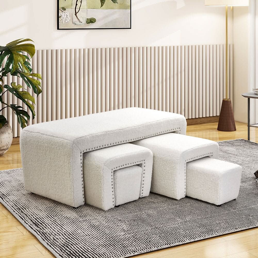 Modular Teddy Fabric Combination Stool Set